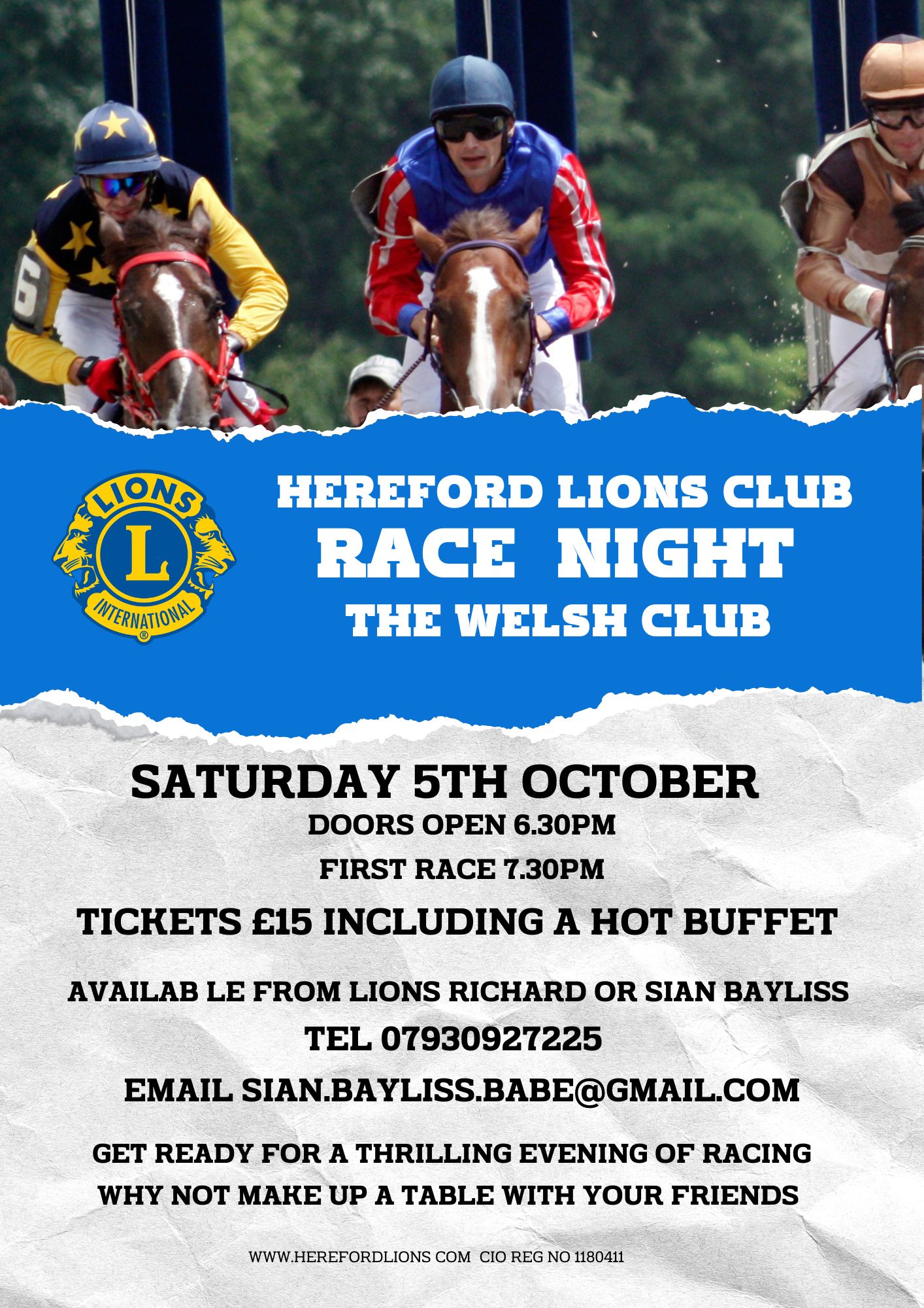 Hereford Lions Race Night  (A4)